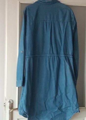 Uzun Boy Mavi Denim Hamile Ceketi - Görsel 4