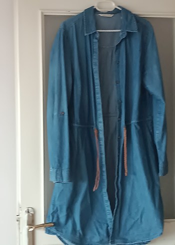 Uzun Boy Mavi Denim Hamile Ceketi - Görsel 2