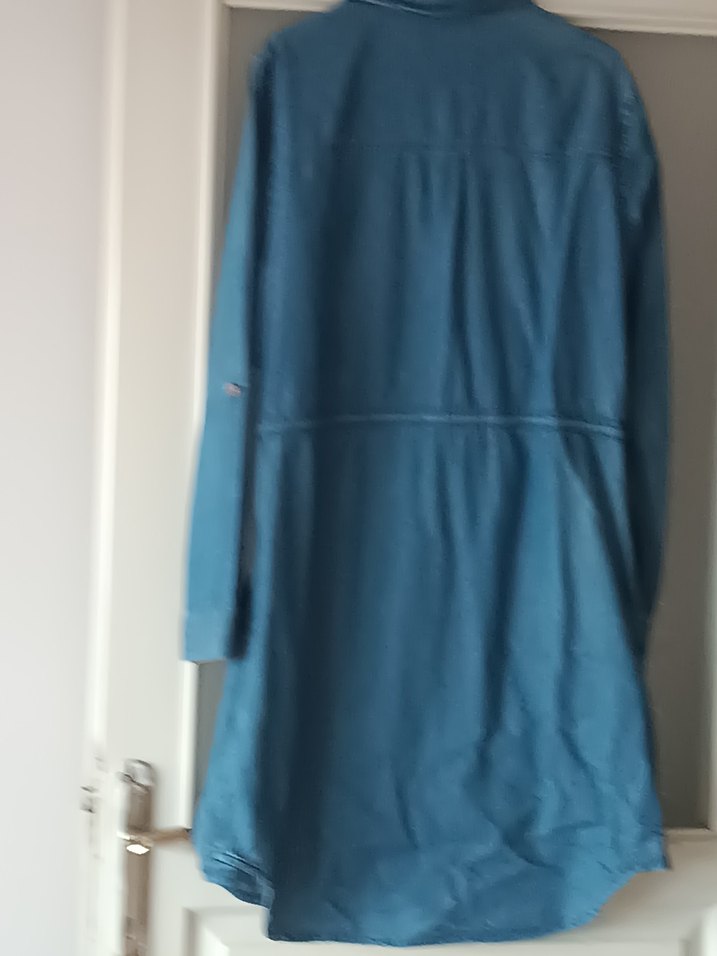 Uzun Boy Mavi Denim Hamile Ceketi - Görsel 3