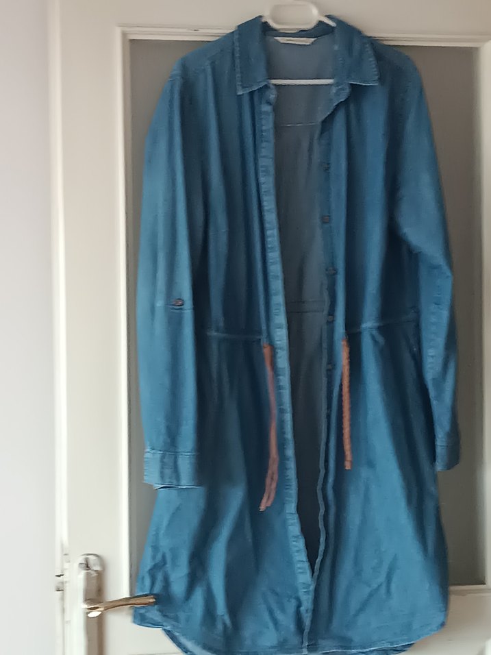 Uzun Boy Mavi Denim Hamile Ceketi - Görsel 2