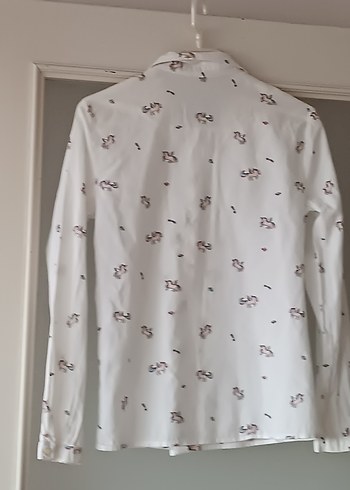 Kız Çocuk Beyaz Nakışlı Kısa Kollu Gömlek - Görsel 3