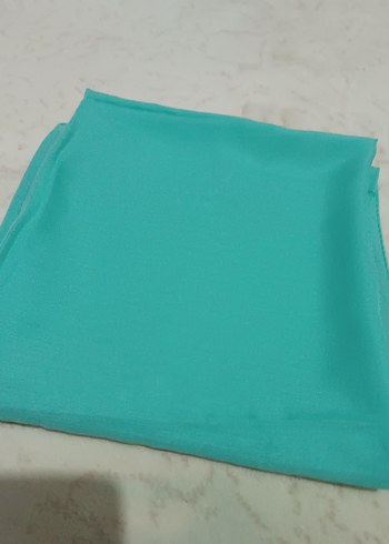 Turkuaz pamuk eşarp - Görsel 3