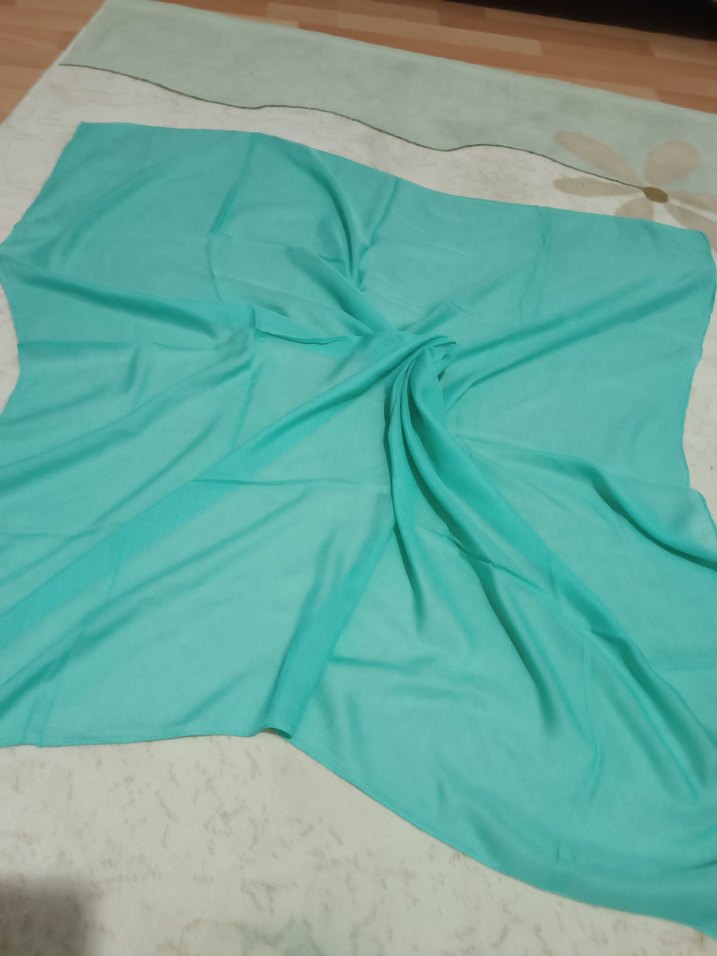 Turkuaz pamuk eşarp - Görsel 2