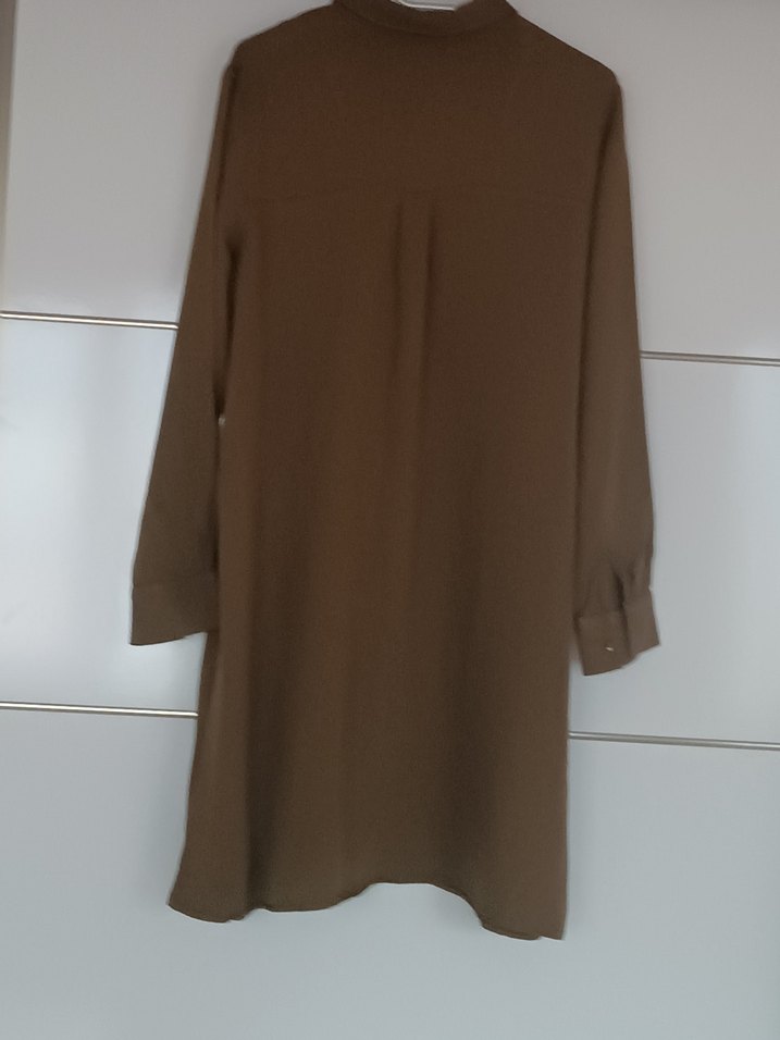 Bej Uzun Kollu Keten Tunik - Görsel 3