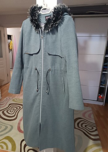 Gri Kadın Uzun Sıcak Kaban - Görsel 2