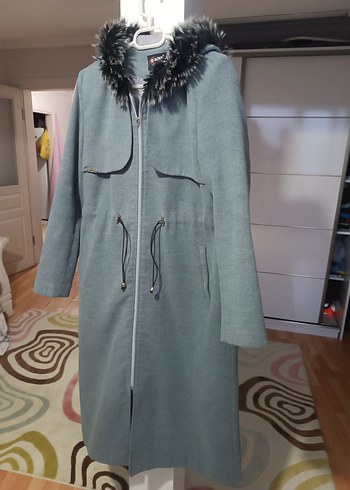 Gri Kadın Uzun Sıcak Kaban - Görsel 3