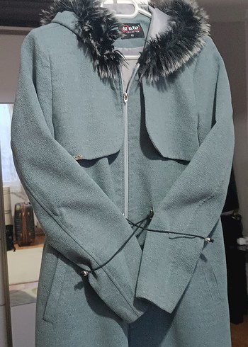 Gri Kadın Uzun Sıcak Kaban - Görsel 8