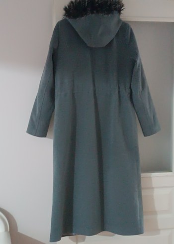 Gri Kadın Uzun Sıcak Kaban - Görsel 4