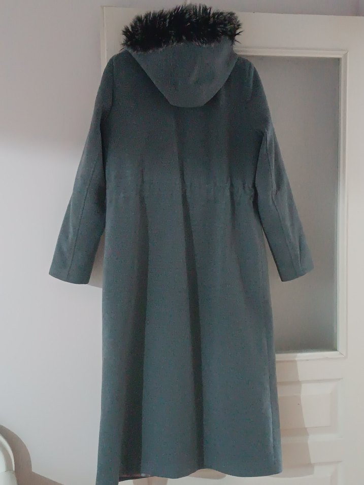 Gri Kadın Uzun Sıcak Kaban - Görsel 5