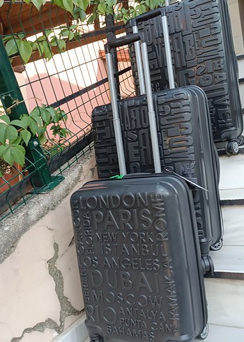 Alberto Guardiani Sehir Temali Siyah Hardcase Valiz Seti