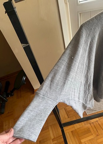 Gri Bol Kesim triko Bohem Kadın Kazak - Görsel 3