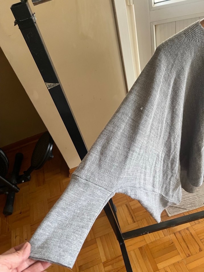 Gri Bol Kesim triko Bohem Kadın Kazak - Görsel 3