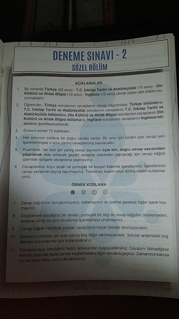  Beden Renk Lgs deneme sınavı 