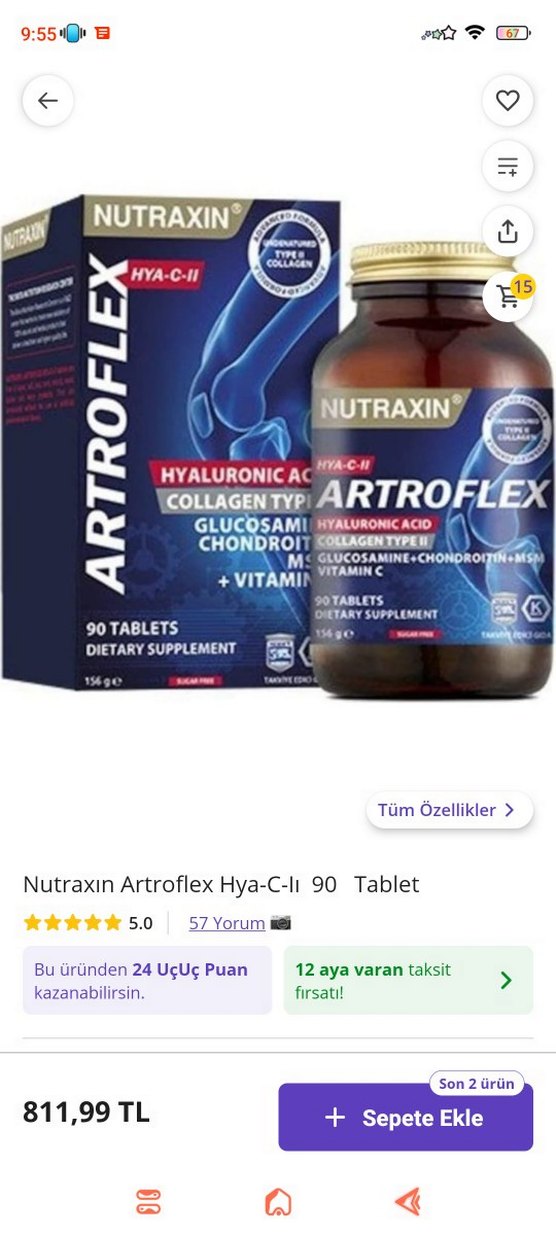 Nutraxin Artroflex Kollajen ve Hyaluronik Asit Tablet - Görsel 2