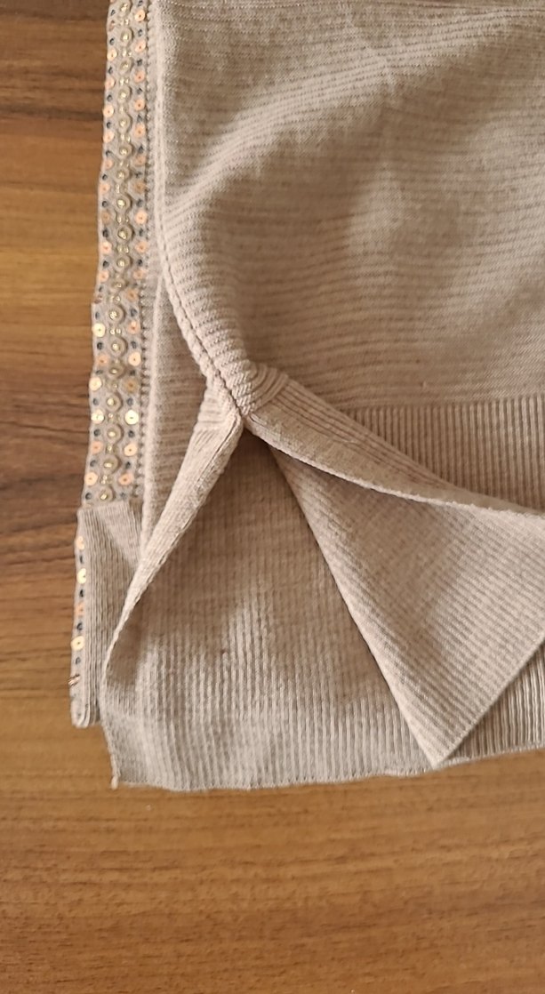 Bej Kadın Uzun Triko Kazak - Görsel 5