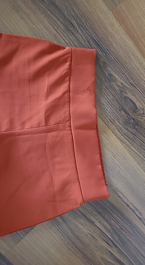 Kadın Kırmızı Rahat Kesim Uzun Kumaş Pantolon - Görsel 4