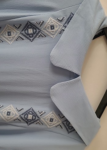 Mavi Piliseli Bohem Uzun Elbise - Görsel 4