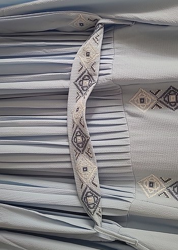 Mavi Piliseli Bohem Uzun Elbise - Görsel 3