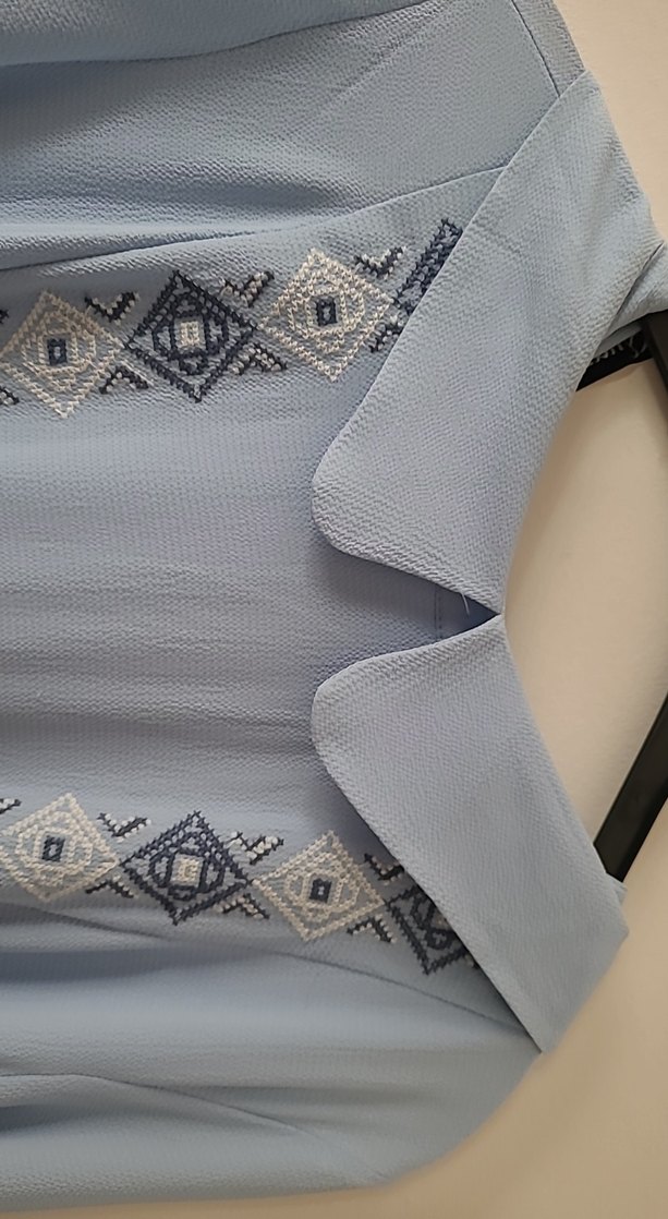 Mavi Piliseli Bohem Uzun Elbise - Görsel 4