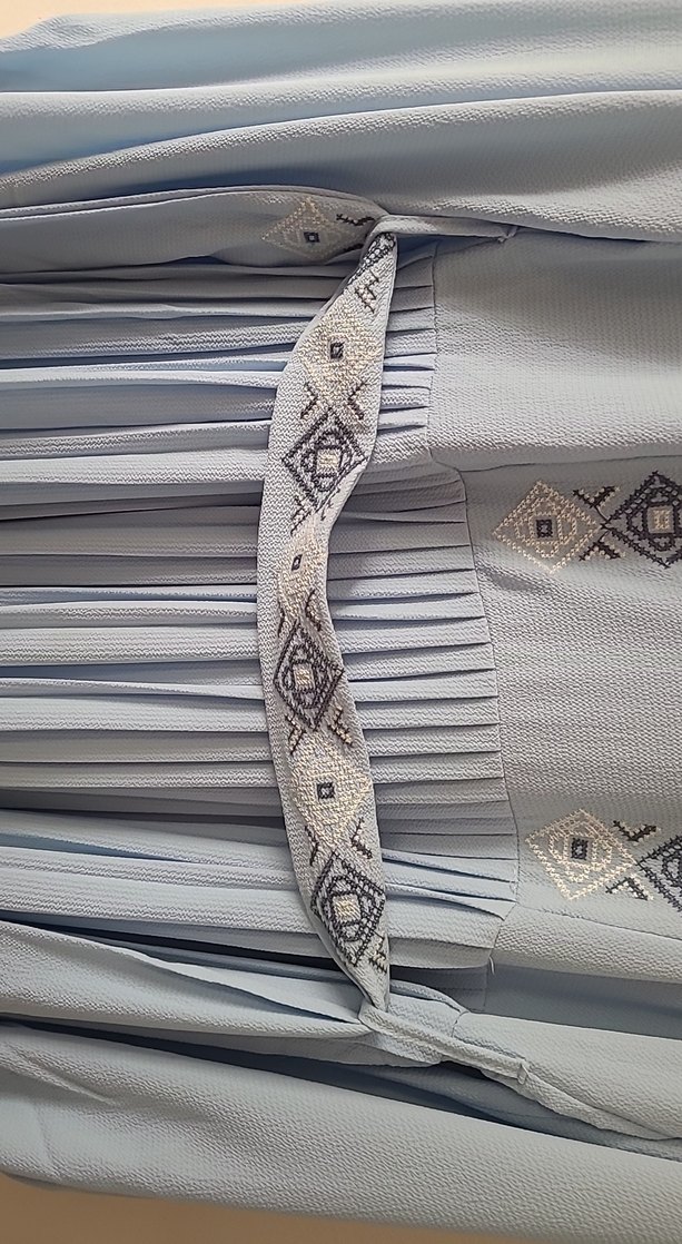 Mavi Piliseli Bohem Uzun Elbise - Görsel 3