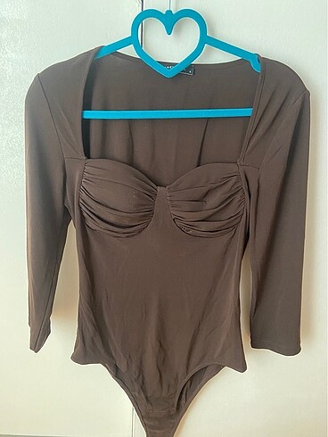 Kahverengi şık dar body bluz