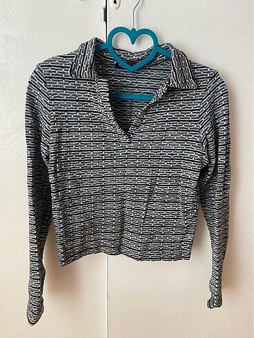 Desenli zara polo yaka triko kazak