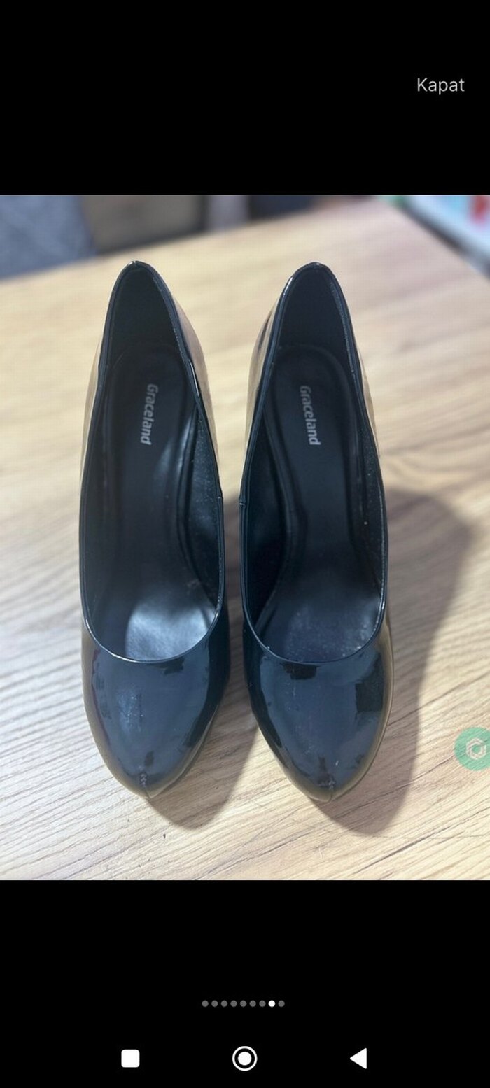 Siyah Parlak Platform Topuklu Kadın Ayakkabı - Görsel 3
