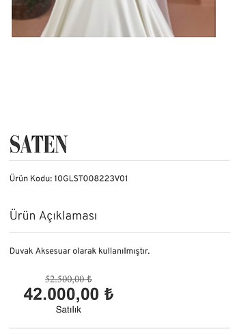 38 Beden Aysira Saten Gelinlik