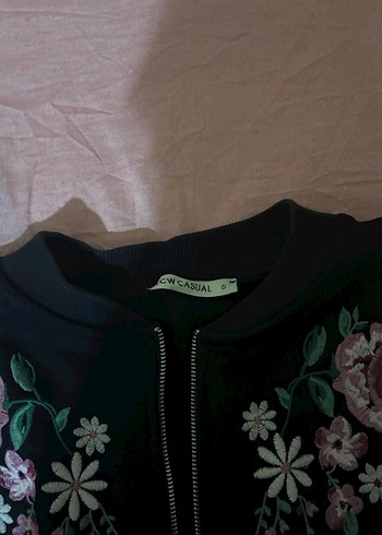 LCW Nakışlı Siyah Fermuarlı Kadın Ceket - Görsel 3