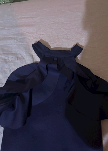 Halter yaka mini elbise koyu mor - Görsel 3