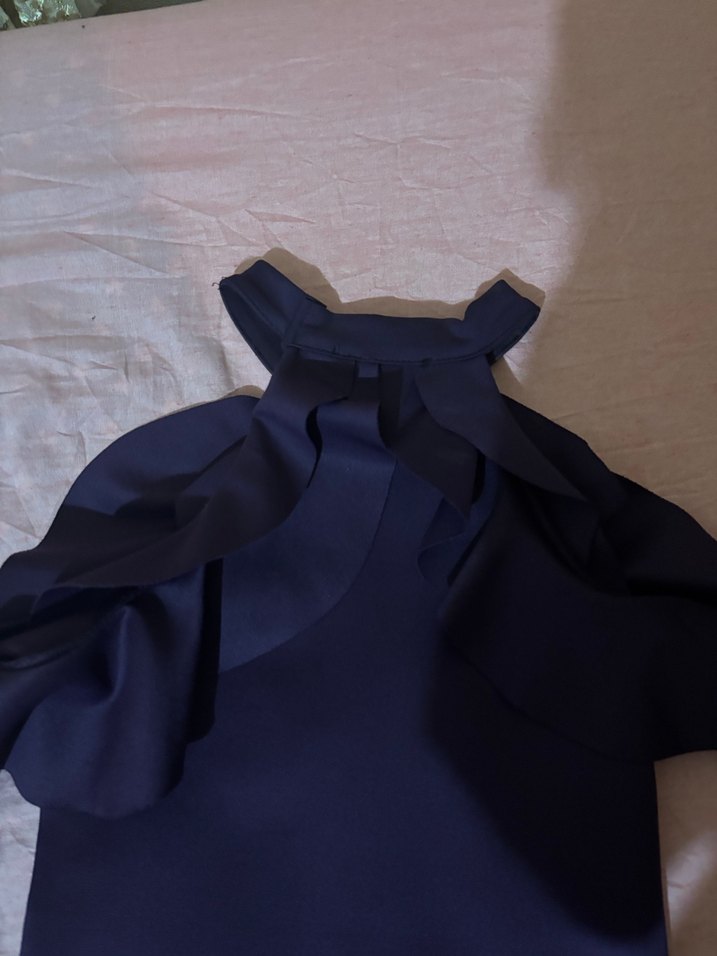 Halter yaka mini elbise koyu mor - Görsel 3