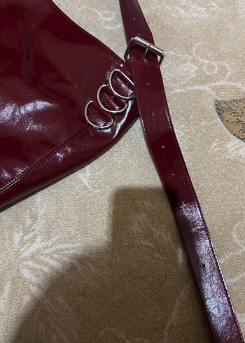 Stradivarius Parlak Bordo Deri Kadın Çanta - Görsel 2