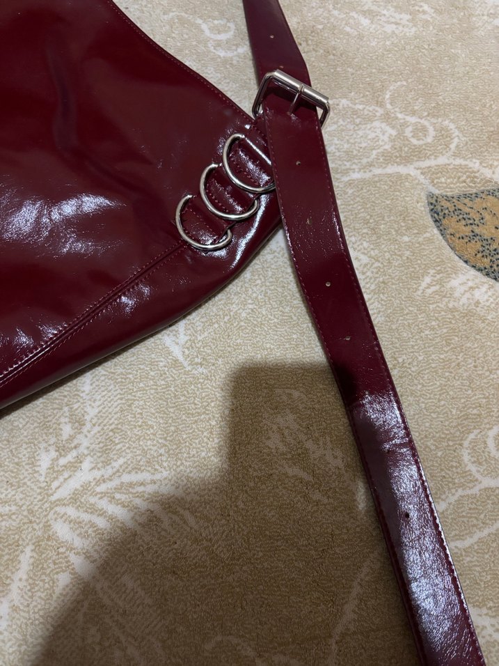 Stradivarius Parlak Bordo Deri Kadın Çanta - Görsel 2