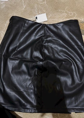 Siyah Deri Mini Etek - Görsel 4