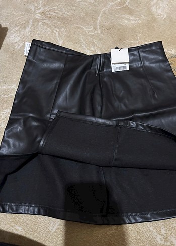 Siyah Deri Mini Etek - Görsel 3