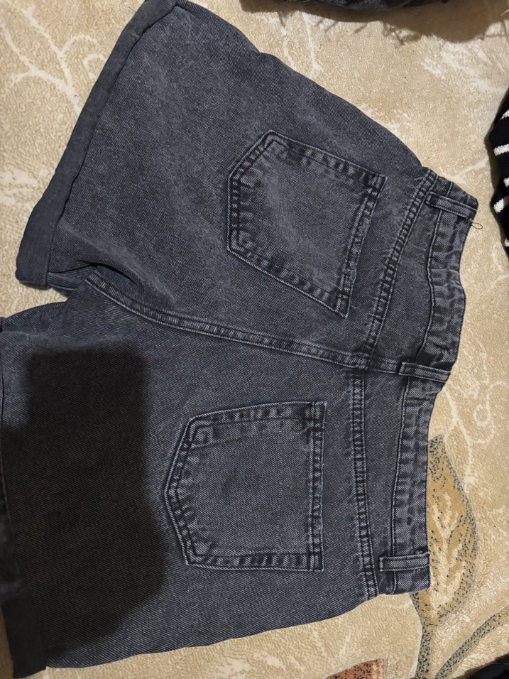 Gri Mini Denim Şort Kadın addax - Görsel 3