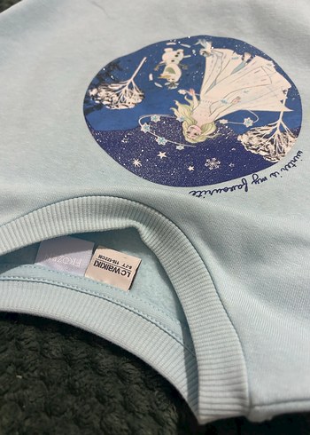 Kız Çocuk Mavi Tül Detaylı Elsa baskılı Elbise - Görsel 4