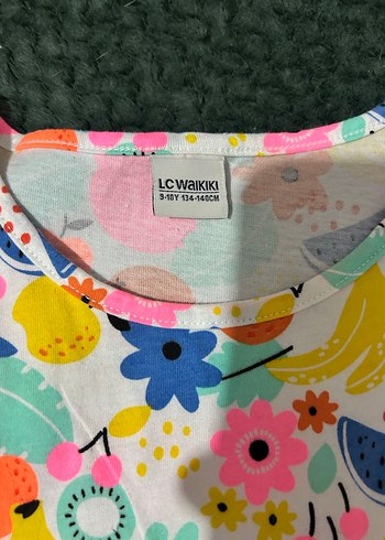 Renkli Desenli Kolsuz Kız Elbisesi - Görsel 2