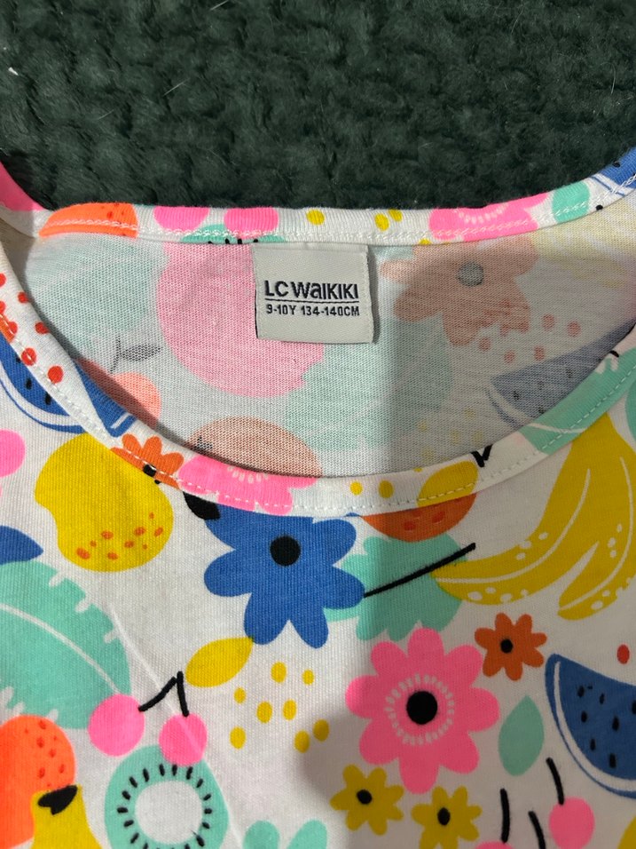 Renkli Desenli Kolsuz Kız Elbisesi - Görsel 2