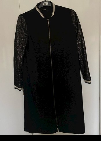 Fermuarlı Siyah Uzun Gotik kadın kap
