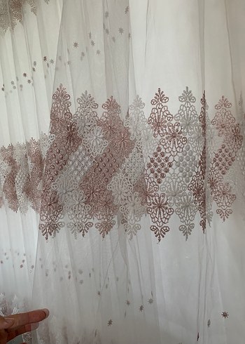 İşlemeli Beyaz Tül Perde ağır gramajlı - Görsel 3