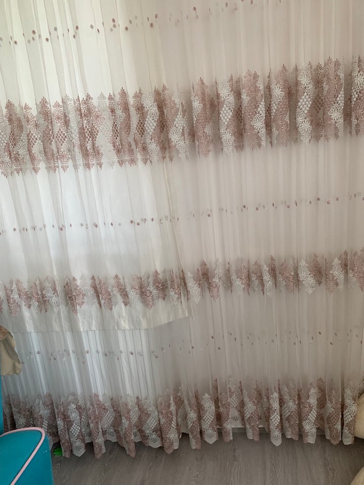 İşlemeli Beyaz Tül Perde ağır gramajlı - Görsel 4