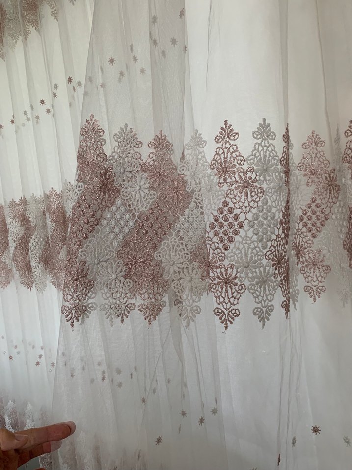 İşlemeli Beyaz Tül Perde ağır gramajlı - Görsel 3