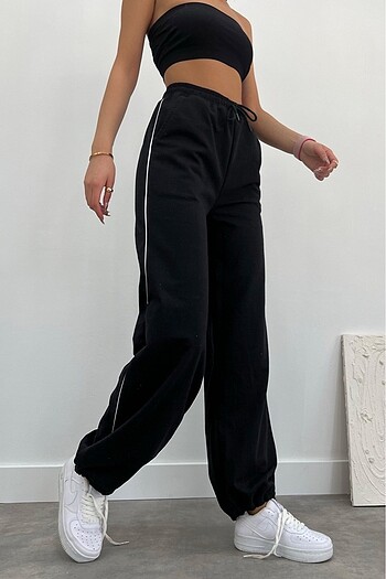 Zip Oversize Siyah Eşofman Altı