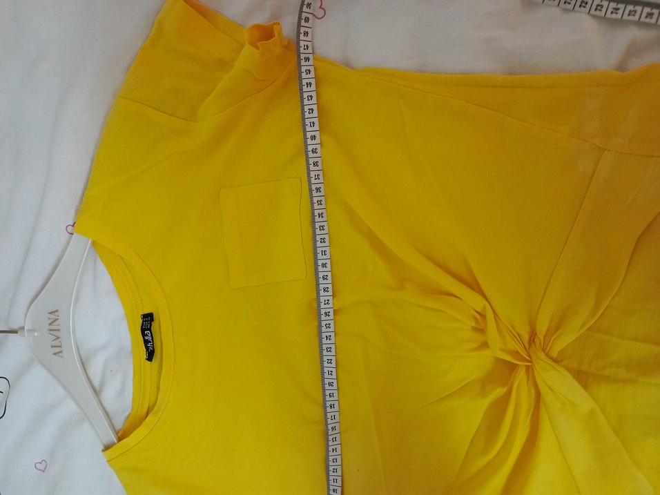 Sarı Kısa Kollu Kadın Tişört - Görsel 3