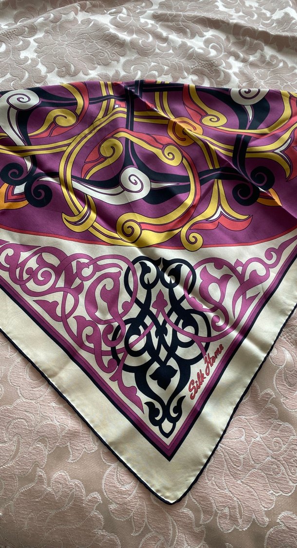 Bohem Çok Renkli İpek Kadın İpek Eşarp - Görsel 2