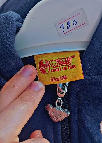 3-6 Ay Beden Kapüşonlu, Fermuarlı Erkek Çocuk Mavi Ceket