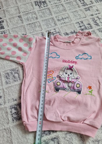 Kız Çocuk Pembe Baskılı Uzun Kollu Sweatshirt - Görsel 9