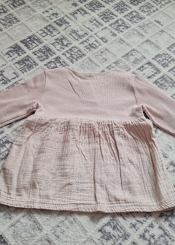 Kız Çocuk Pembe Keten Uzun Kollu tunik.sweat - Görsel 2