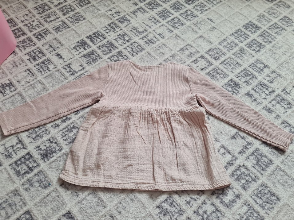 Kız Çocuk Pembe Keten Uzun Kollu tunik.sweat - Görsel 2